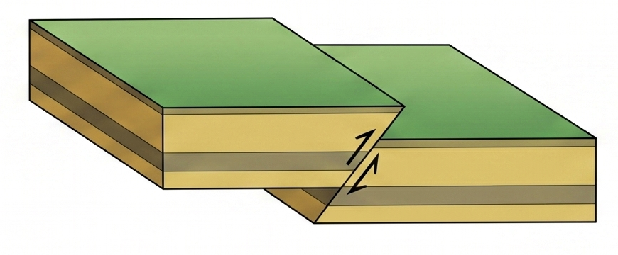 Illustration Faille Inverse - Compression géologique